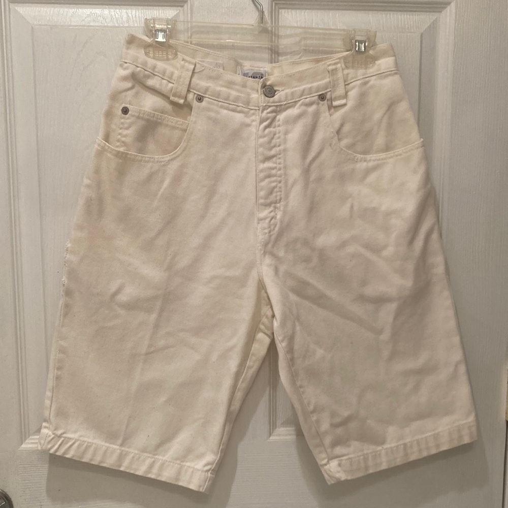 Sostanza Vintage 80s 90s Ivory White Long Jean Denim Shorts